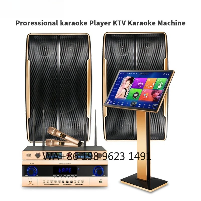 21.5 Inch Touch Screen Karaoke Machine 6T Storage Amplifier Wireless Mic Professional KTV Set