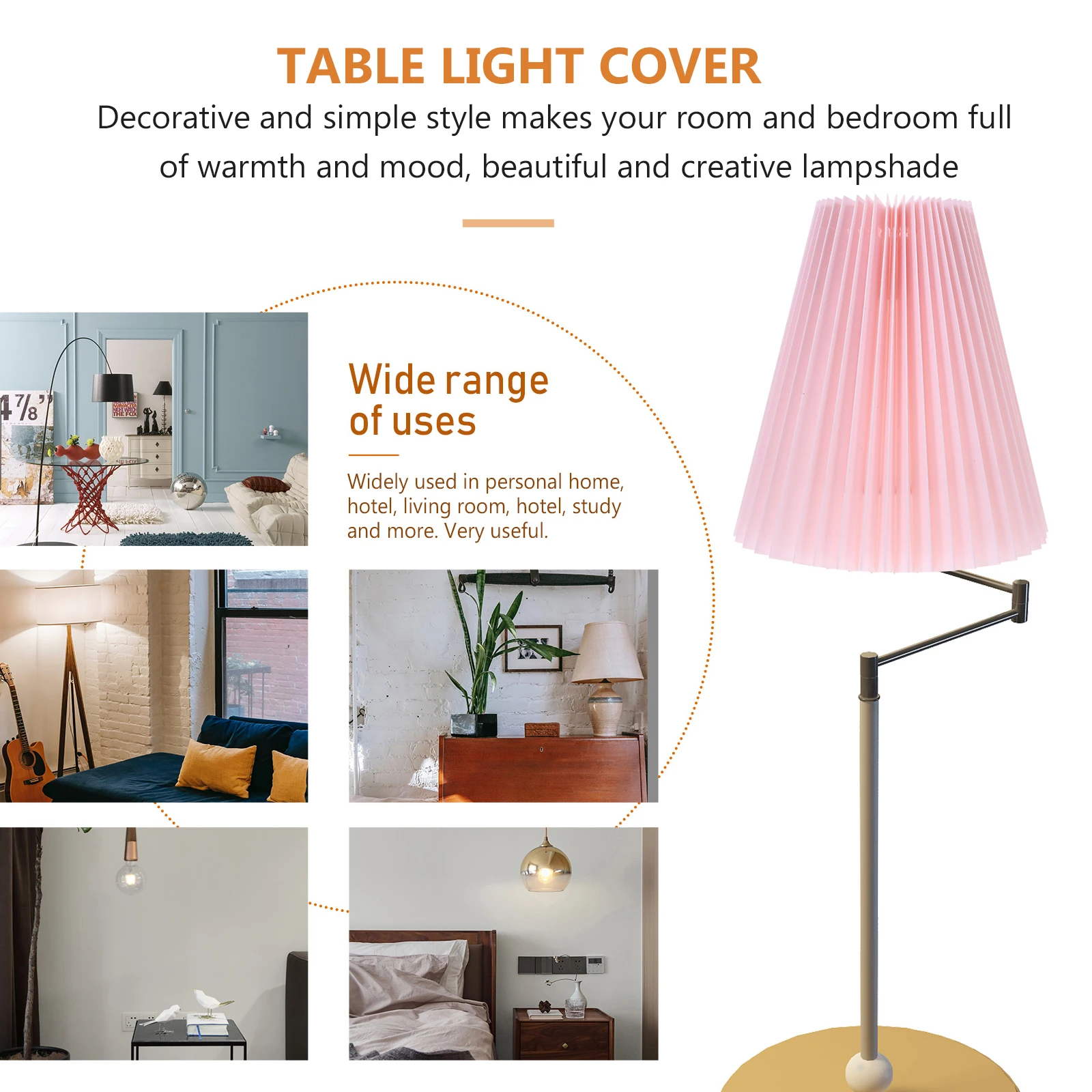

1Pcs Decorative Lamp Shade Pleated Cloth Lampshade Durable Table Light Cover Accessory for Bedroom Living Room