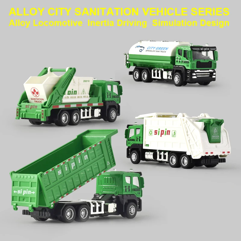 

Alloy City Environmental Sanitation Engineering Vehicle Series,Simulation,Inertial Driving,Garbage Truck Models, Children's Toys