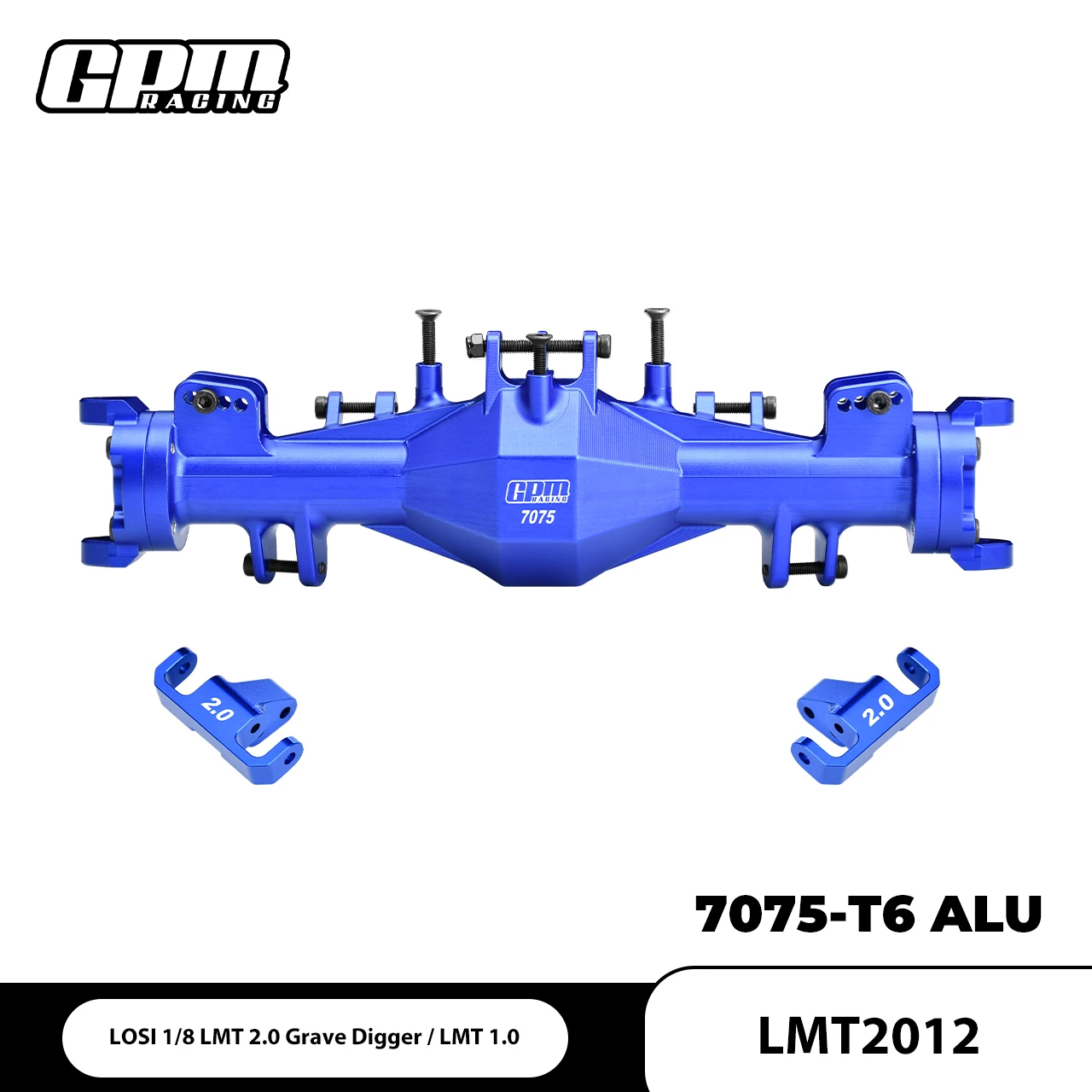 GPM 7075-T6 ALLOY QUICK RELEASE FRONT AXLE HOUSING SET For LOSI 1/8 LMT 1.0/ 2.0 Truck-LOS04028