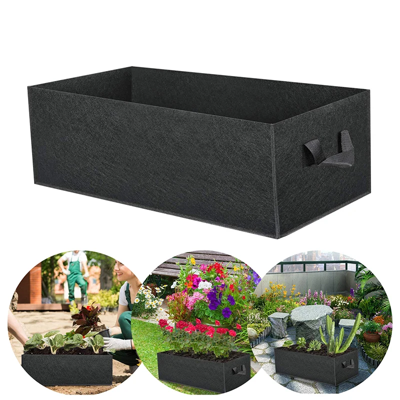 40/50/60cm Fabric Raised Garden Bed Rectangle Breathable Planting Container Grow Bag Planter Pot for Plants Flowers Vegetables