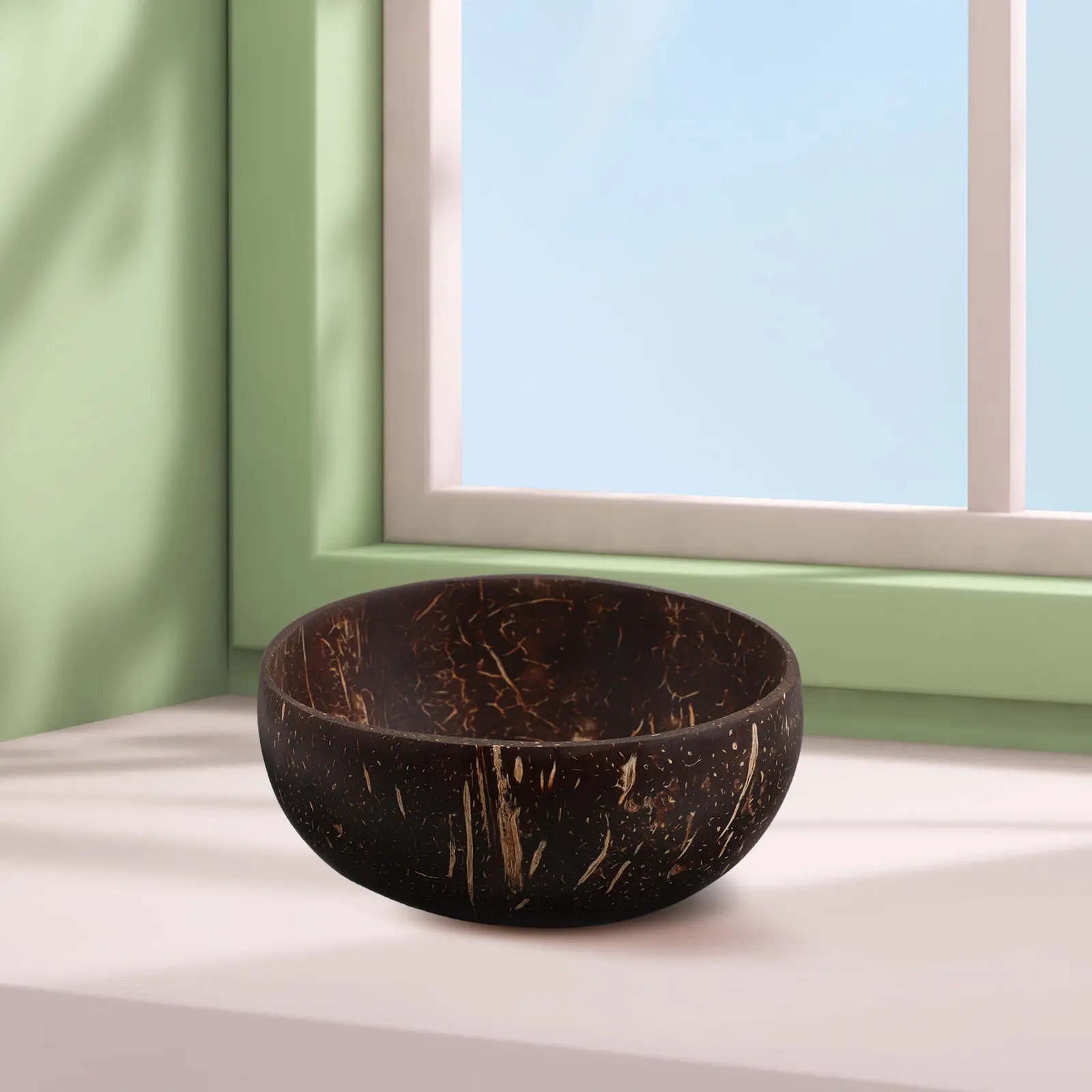 3Pcs Coconut Shell Bowls Handmade Natural Wooden Salad Bowl Decorative Candy Dish Key Holder Festival Snack Serving Fruit
