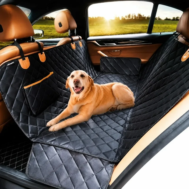 Universal Dog Car Seat Cover for Back Seat Waterproof Pet Hammock with Side Flap 600D Oxford Fabric Rear Bench Protector Mat
