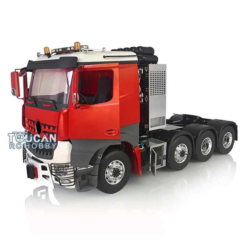 LESU-Modèle de camion tracteur Highline, châssis en métal, cabine peinte bricolage, moteur de lumière de toit, crochet servo pour jouets, 3 vitesses, 8x8 RC, 1/14