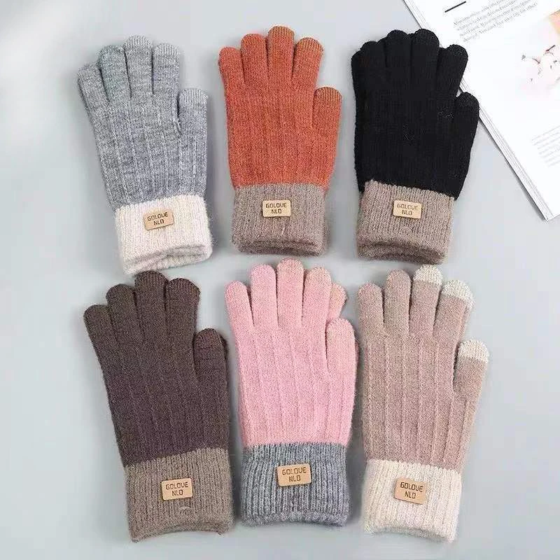 Winter Warme Gestrickte Handschuhe Verdickte Alpaka Wolle Thermische Anti Kälte Touchscreen Handschuhe Winddicht Motorrad Fahren Fäustlinge