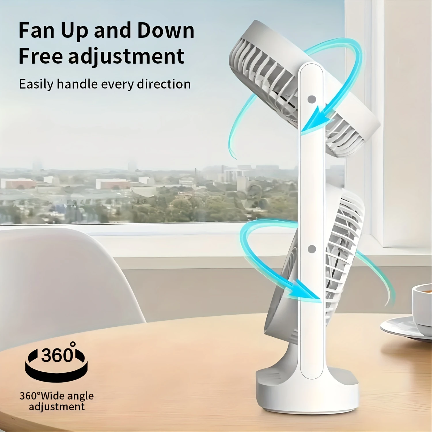1pc, Portable Dual Head Desk Fan - Omnidirectional Airflow, Air Outlet, Adjustable Powerful Breeze, Compact and Lightweight