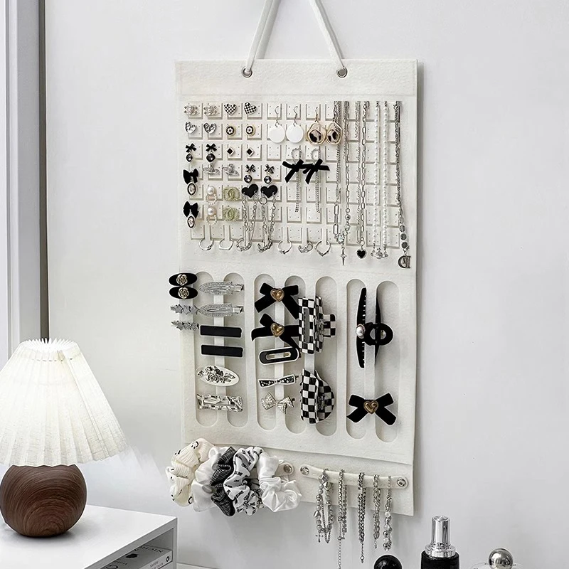 Jewelry Organizer Wall Hanging Bag Convenient Foldable Accessory Display for Earrings Necklaces Glasses Ideal for Girls Mothers