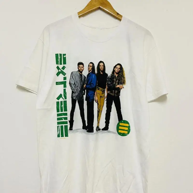 Vtg Extreme Band Stop The World 1993 Tour Baumwolle Weißes T-Shirt in voller Größe
