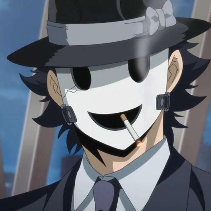 هالوين غامض يبتسم قناع الوجه الكامل تأثيري اليابانية أنيمي الغزو الشاهقة LED قناع مضيئة لحزب كرنفال