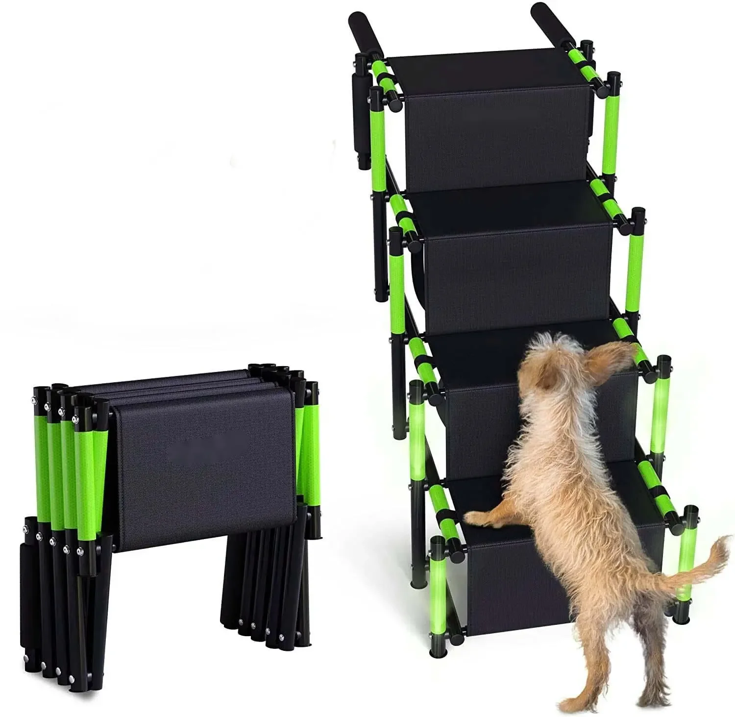 Rampa dobrável portátil ao ar livre para animais de estimação, design ajustável, forte capacidade de rolamento, cão e gato, escada para carro