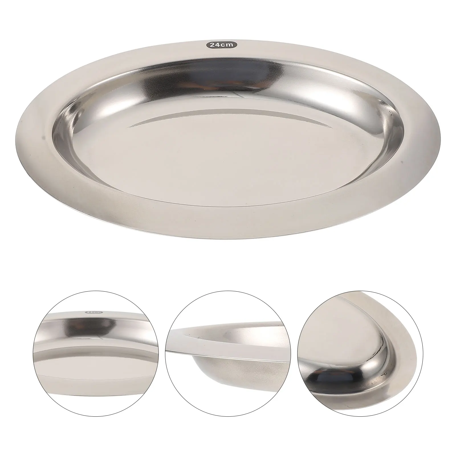 

Stainless Steel Fruit Plates Dessert Platter Food Tray Silver Storage Kitchen Set Reusable Practical BBQ Party Camping