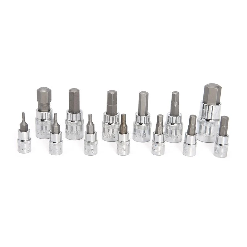 E06B 13pcs/setメトリックアレンヘックスラチェットレンチ1/4 "3/8" "ドライブソケットツール