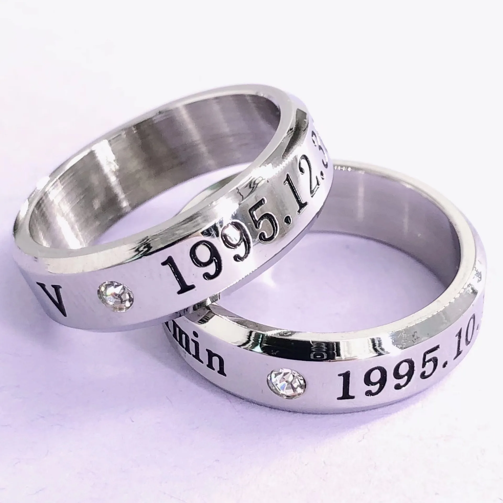 KPOP stainless steel name ring