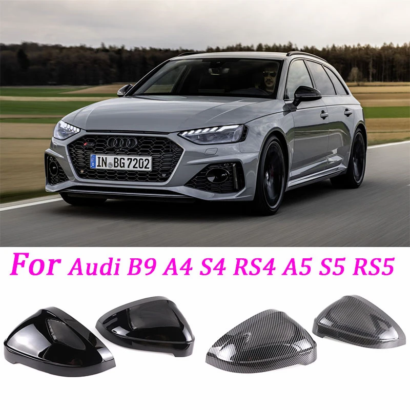 

A5 S5 RS5 Black Carbon fiber Silver Side Wing Rear View Rearview Mirror Cover Case Caps For Audi A4 S4 RS4 B9 2016 2017-2023