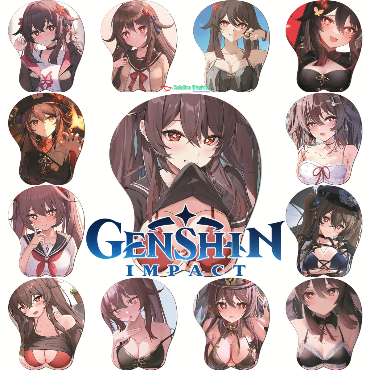 

Hutao 3D Mousepad Genshin Impact Game Hand Wrist Rest Mouse Pad Silicone Oppai Breast Sexy Soft Mouse Mat Office Work Gift