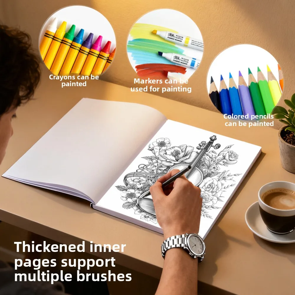 Cross-border new arrival: bestselling a4 vintage floral coloring book - adult coloring book, easy coloring, doodle & draw, fill