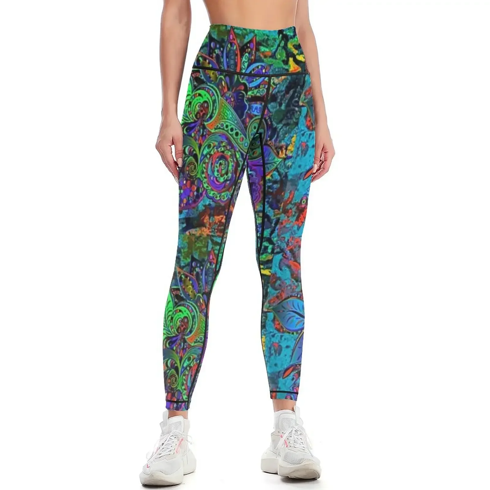 

Paisley Garden Leggings sport pants gym top legging gym gym clothing Womens Leggings