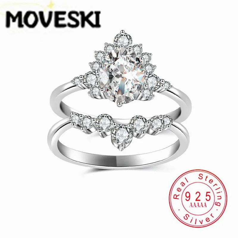 2.2CT Oval Moissanite Bridal Ring Set 925 Sterling Silver Halo Engagement Ring Matching Wedding Jewelry For Women
