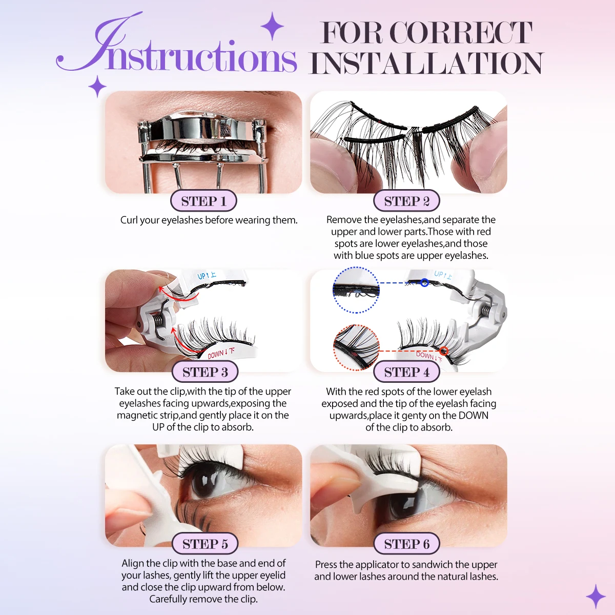MAGEFY Pestañas magnéticas suaves con aplicador Pestañas de ojos de gato naturales reutilizables sin pegamento Extensión de 6-11 mm Fácil de usar y quitar
