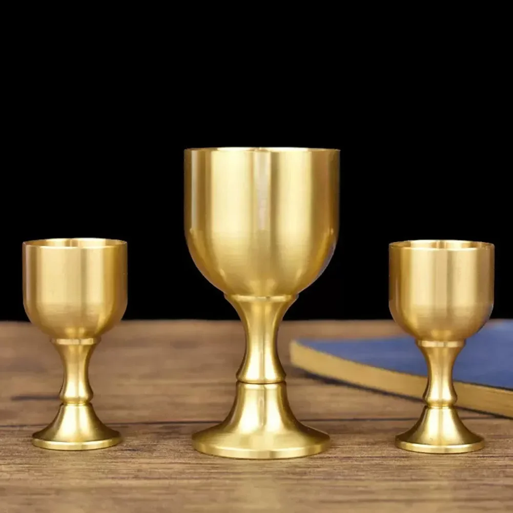 2pcs Vintage Brass Wine Tumbler Cup for Liquor Whiskey Tasting For Bar Serving Home Use 15ml and 30ml Capacity