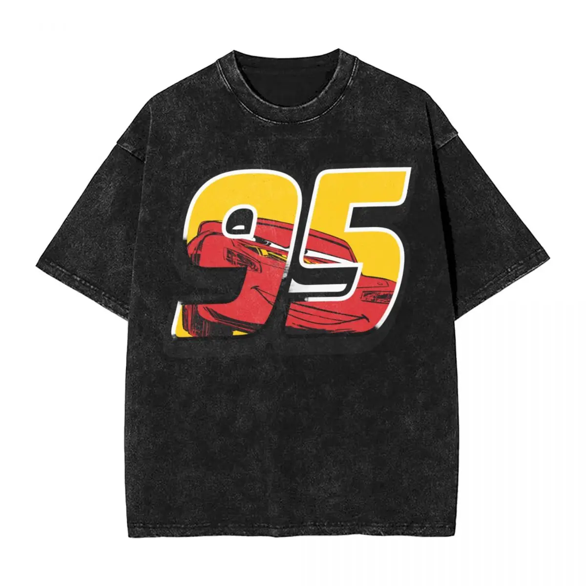 

Lightning McQueen Go 95 T Shirt Hip Hop Washed Cotton Street T-Shirts Cars Novelty Men Women Tops Streetwear Summer Tee Shirt