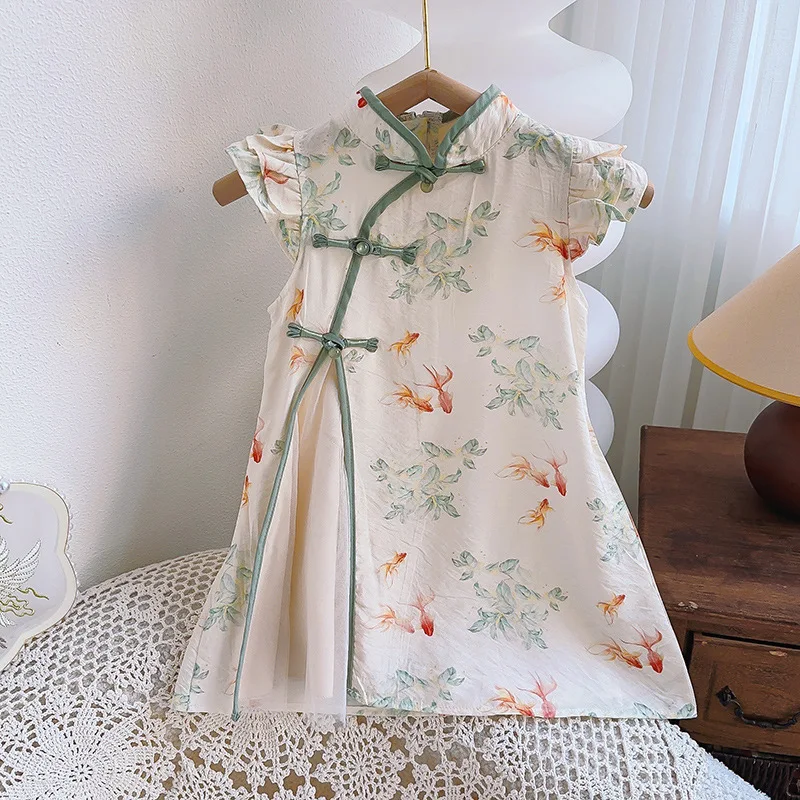 

Girls' Summer Dress New Style Children's New Chinese Style Cheongsam Little Girl Fashionable Children's Tank DressCM0103