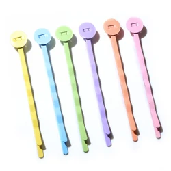 50pcs 8mm inner size Random Colors DIY Hairpin Hair Clips Blank Base Setting Cabochon Cameo Jewelry Making Accessories
