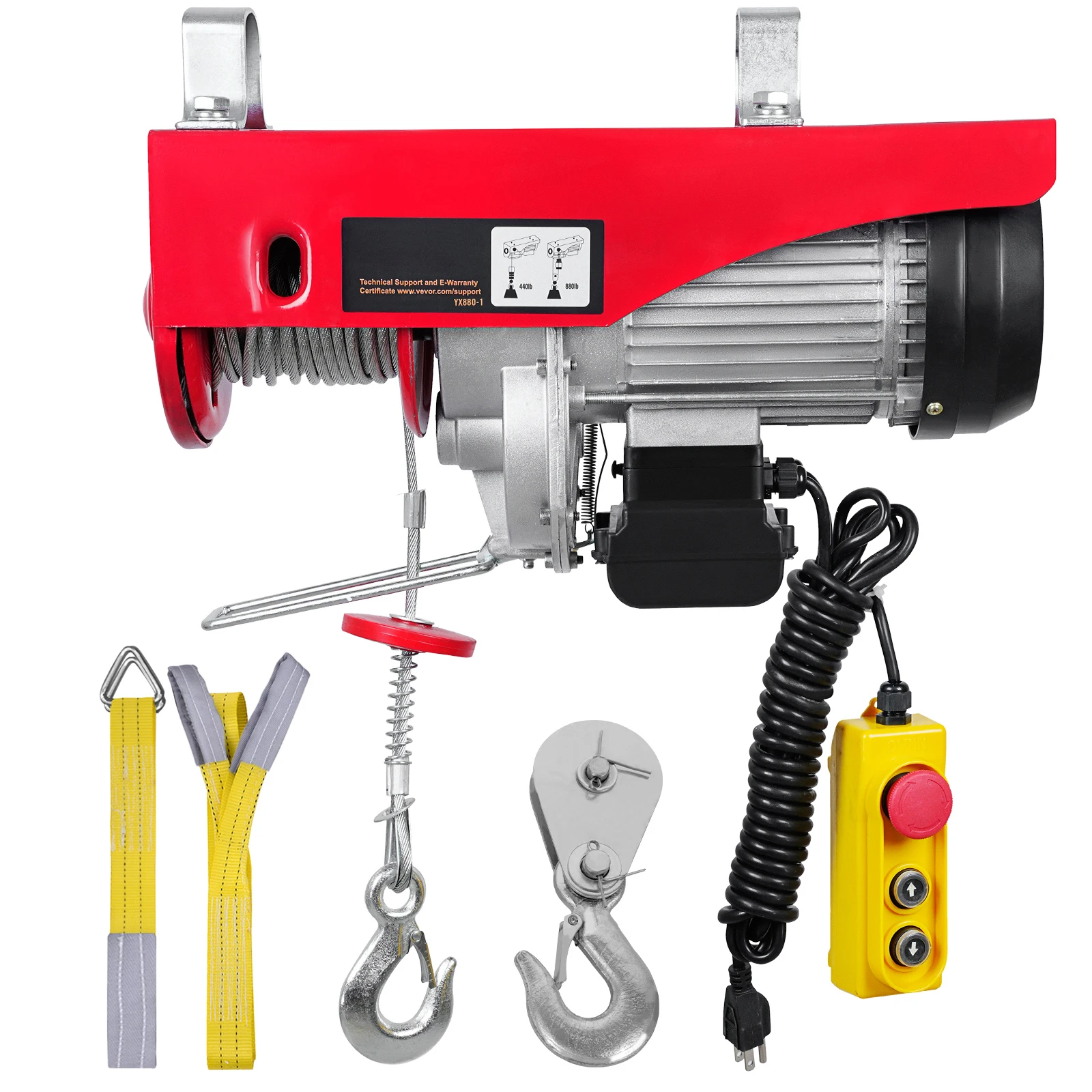 SucceBuy 200–800 kg elektrischer Hebezeug mit kabelgebundener/kabelloser Fernbedienung, Hebekran, Kabeltragewinde für Boots- und Garagenheber