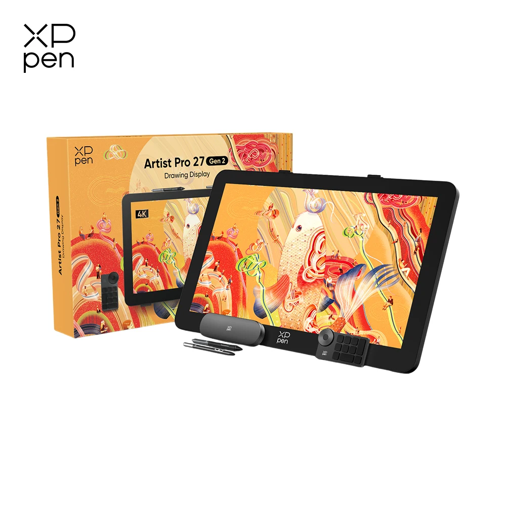 XPPen Artist Pro 27 4K, Monitor de Tableta Gráfica de 27 Pulgadas, Multitáctil, 1.07 Mil Millones de Colores, Frecuencia de Actualización de 120 Hz para Diseño 3D y Animación