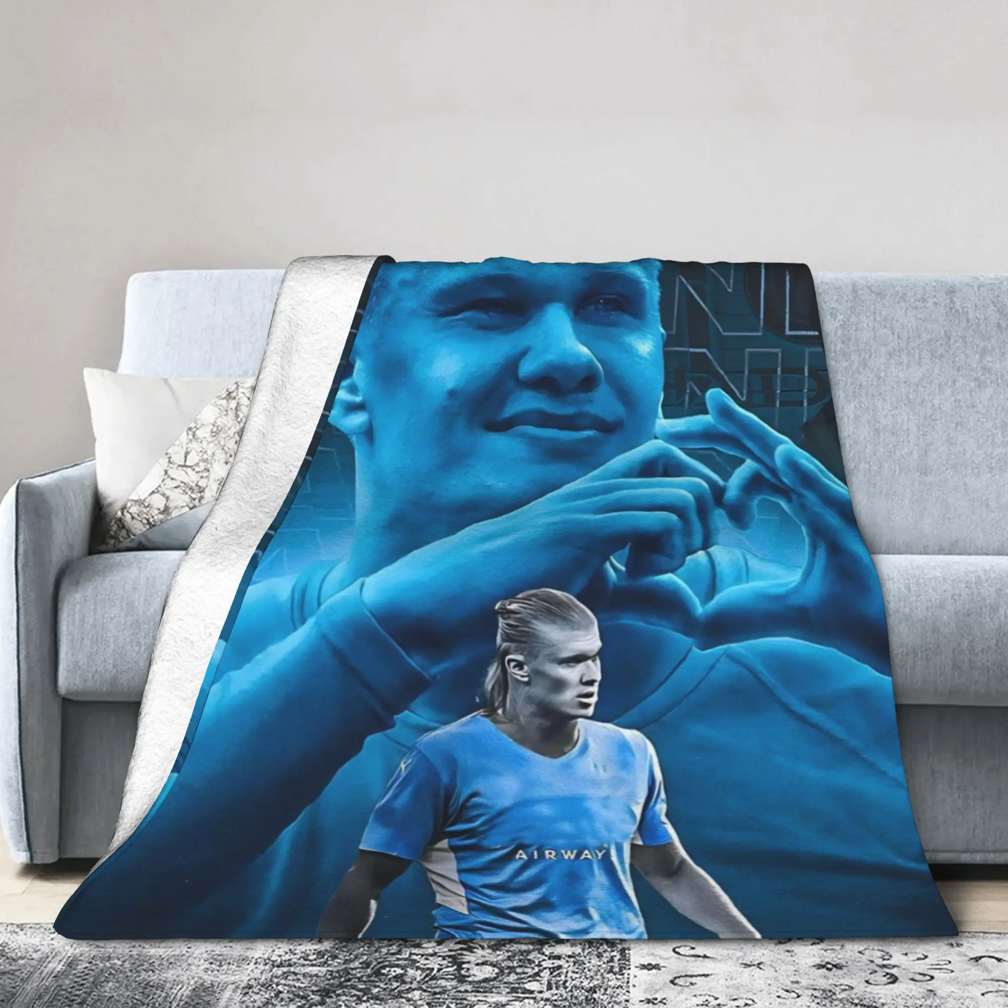 Haalands Blanket Cover Number 9 Football Soccer Flannel Throw Blankets Summer Air Conditioning Portable Lightweight Bedspread