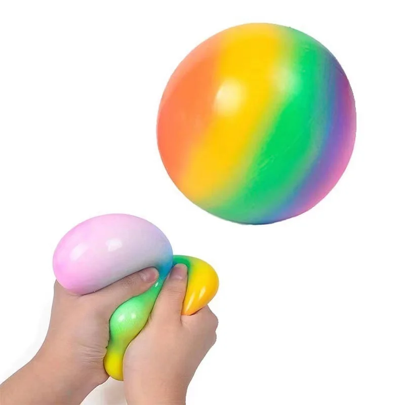 Creative Gradient Rainbow Flour Stress Relief Balls Toys Squeeze Slow Rebound Prank Balls Cute And Adorable Decompression Balls