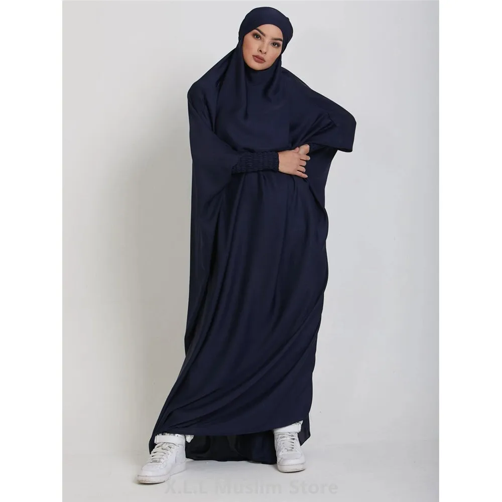 Hooded Muslim Women Jilbab One-piece Prayer Dress Hooded Abaya Prayer Garment Islamic Clothing Dubai Saudi Black Robe Kaftan