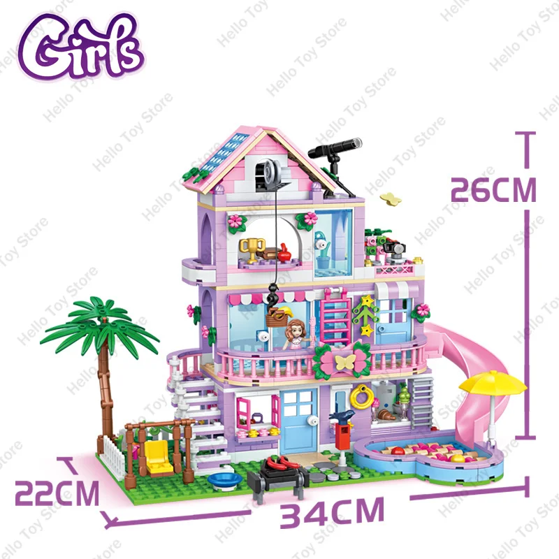2025 meninas cidade série castelo vista de rua estrela villa blocos de construção amizade árvore casa modelo tijolos amigos brinquedos presentes do miúdo