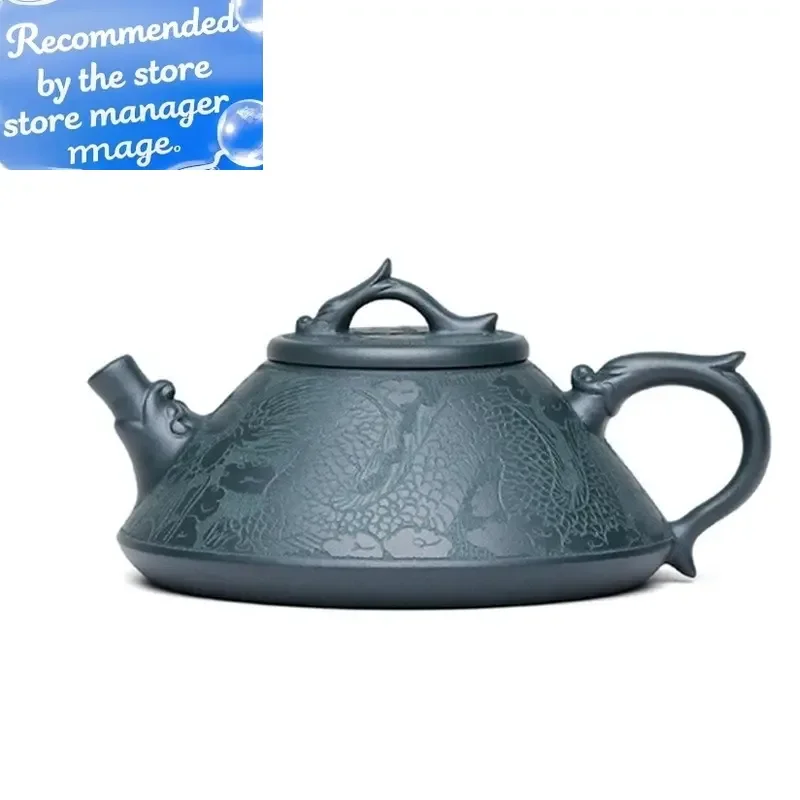 

190ml High-end Yixing Raw Ore Purple Clay Teapot Famous Handmade Stone Scoop Dragon Pattern Tea Pot Beauty Chinese Zisha Tea Set
