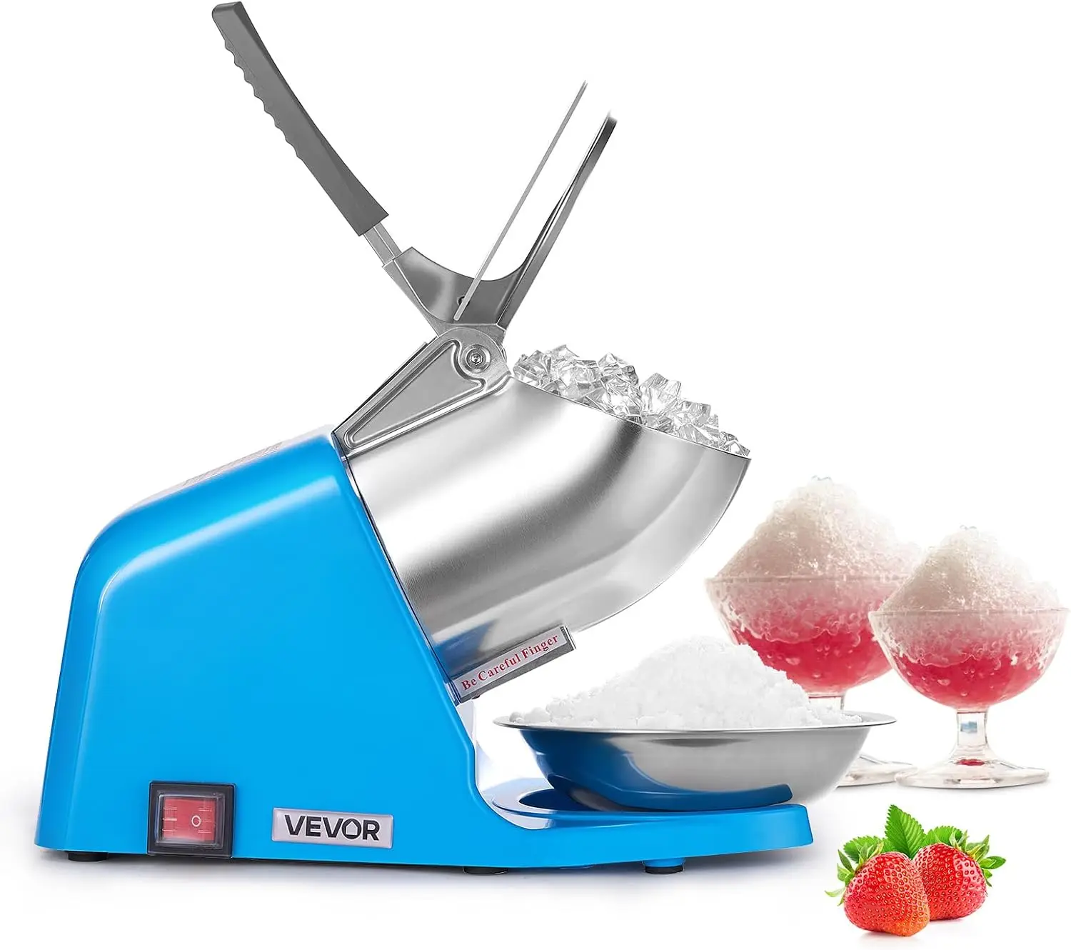 VEVOR Ice Crusher Machine, 286lbs Per Hour Electric 4 Blades Snow Cone Maker, Stainless Steel Shaved Ice Machine with Bowl and C
