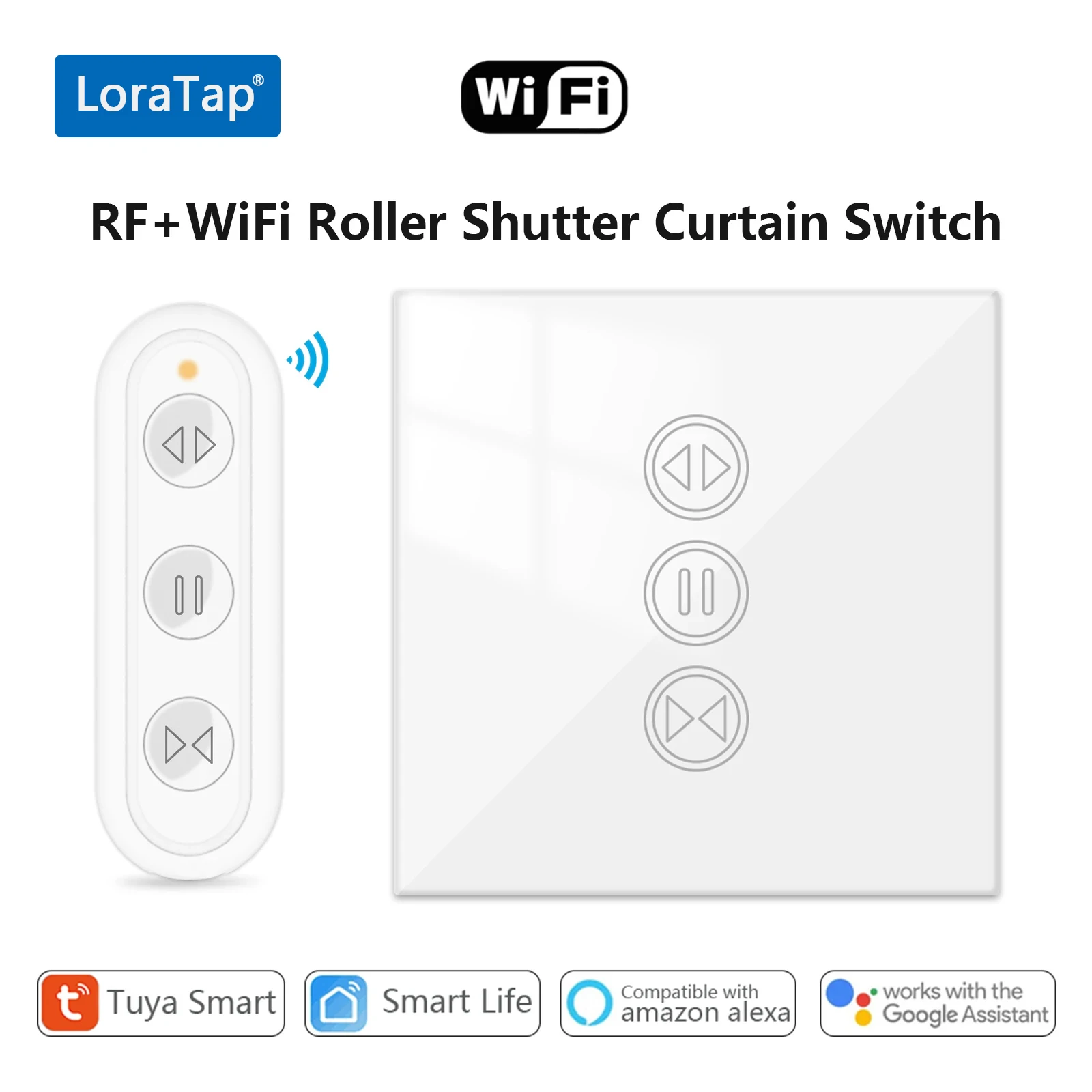 Interrupteur intelligent pour rideaux et volets roulants LoraTap Tuya, application Smart Life, commande à distance, commande vocale par Google Assistant Alexa