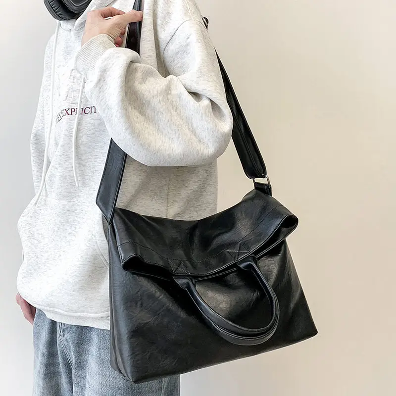Designer Style Men's Commuting File Bag Hand-Held Briefcase Multifunctional Large Capacity Versatile Tote Bag Crossbody Bag