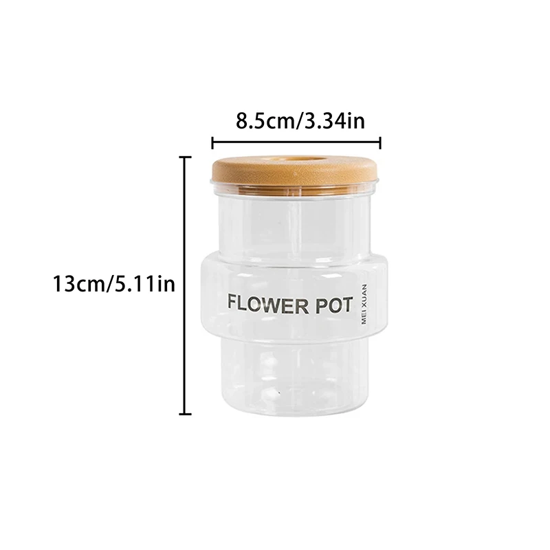 Pot de fleur transparent gris clair, Pot de plante verte de bureau, Pot de maison