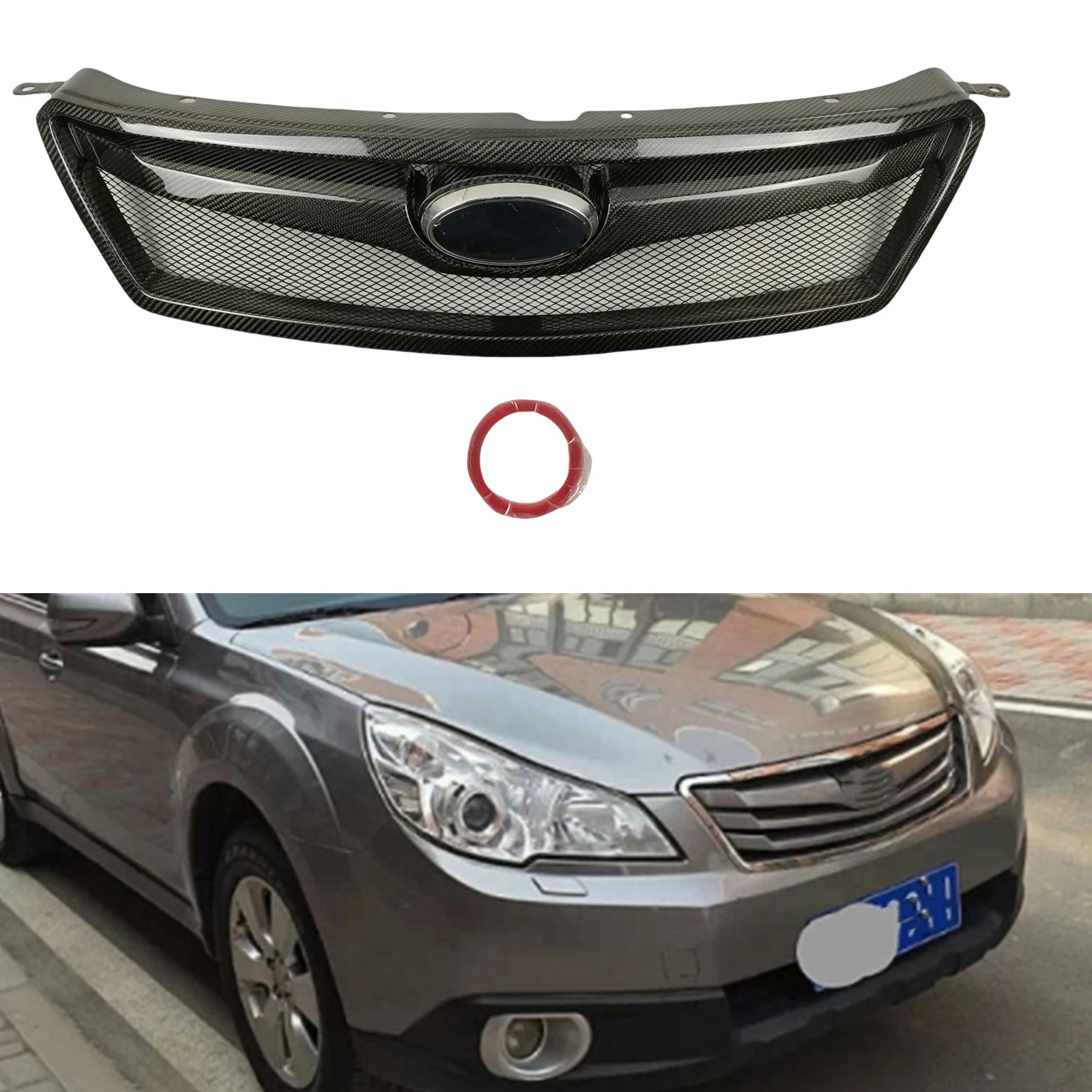 Carbon Fiber Front Grille Center Racing Grill Bumper Hood Mesh Grid For Subaru Outback BR 2010 2011 2012