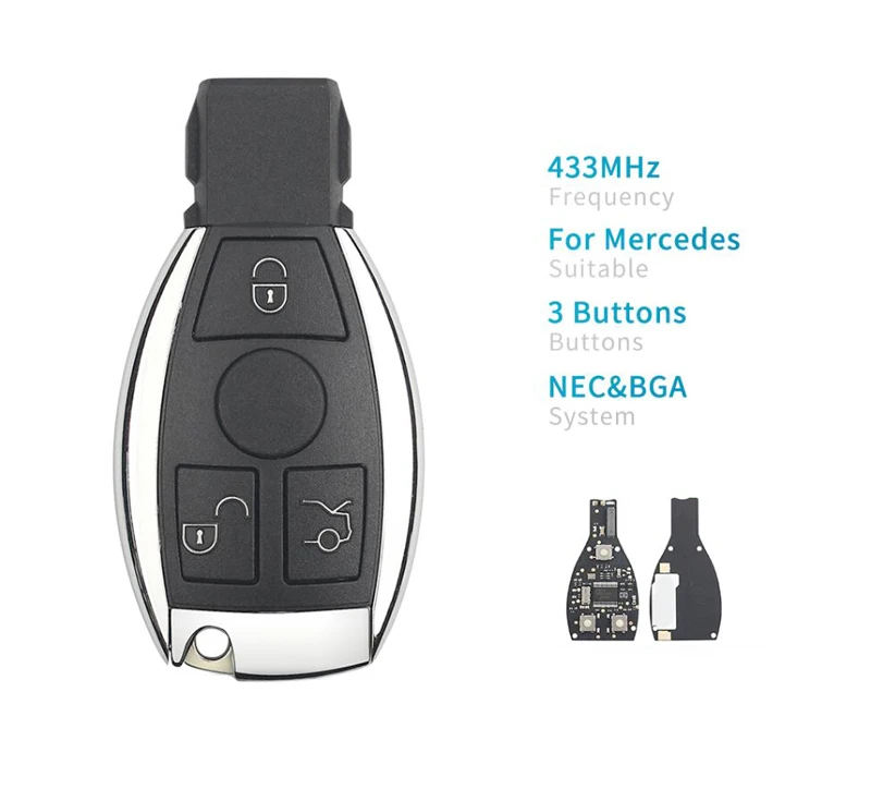 1pcs Smart Car Key Car Remote Control Key For Mercedes Benz A B S E Class Support BGA & NEC Chip 315/433.92MHz 2/3 Buttons