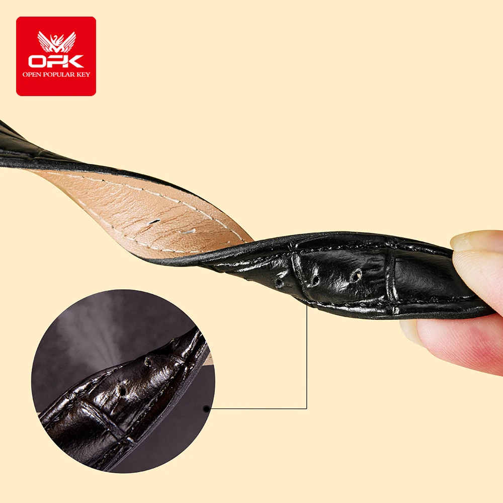 ساعة كوارتز نسائية OPK 8160 بحزام جلدي مقاومة للماء وبسيطة وعصرية #4