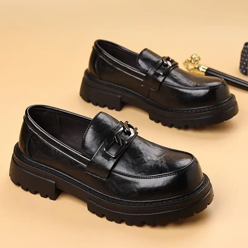 

Новый стиль, удобная черная обувь на толстой подошве, черные туфли на шнуровке, школьная обувь/рабочая обувь для мужчин JZ-506-66