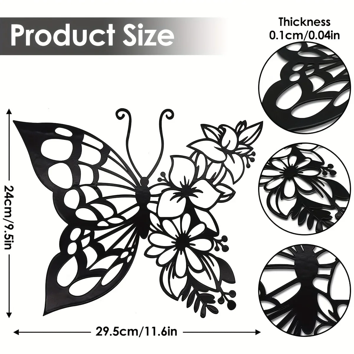 Metal Wall Art Elegant Butterfly Metal Wall Decor Modern Metal Wall Silhouette Easy Iron ,Wall decoration,Wall Sticker, Artwork