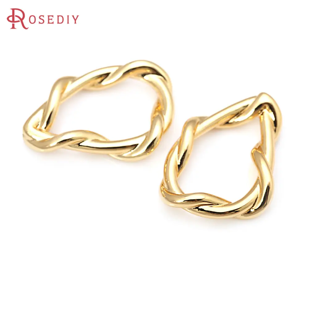 6PCS 18K Gold Color Brass Irregular Twist Closed Ring High Quality Diy Jewelry Making Supplies Necklace Earrings Accessories