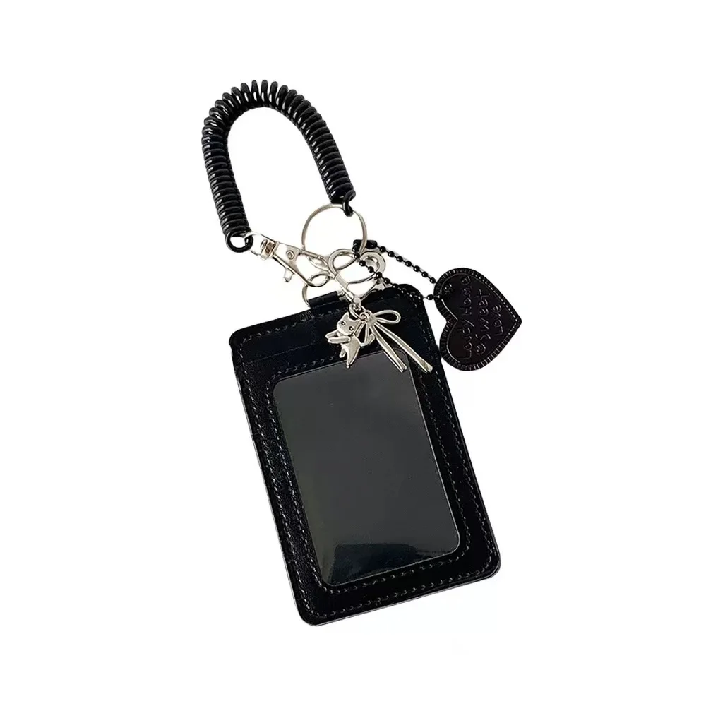 Cat Black PU Card Holder Student ID Card Storage Protective Sleeve for Collectors Polaroid Photo Display Hanger image 5