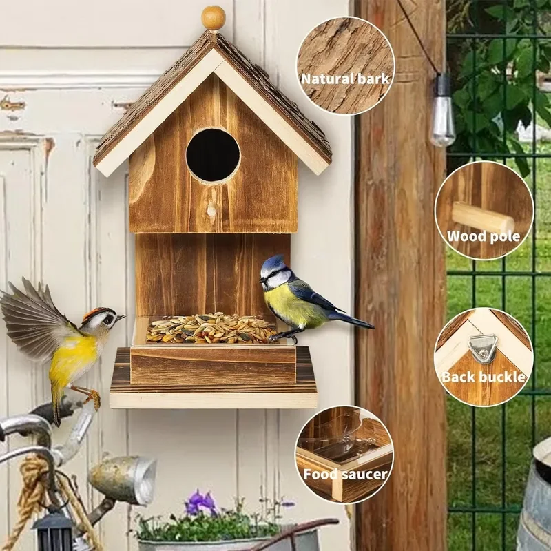 Hanging Bird House Birdhouses for Outdoors, Blue Bird Houses for Outside Wooden Hummingbird House Bluebird House,Garden Bird