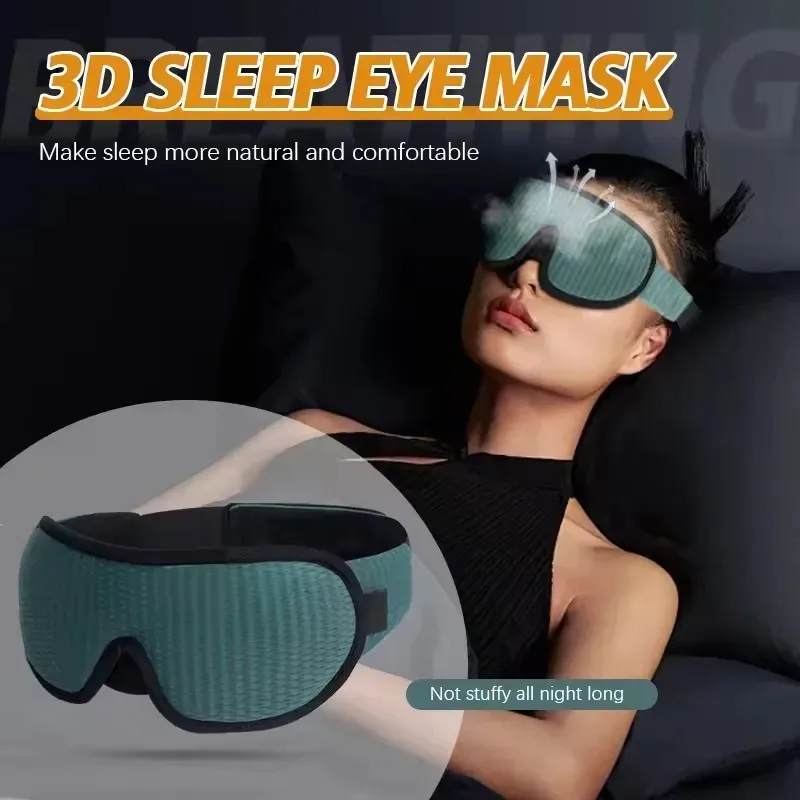 1PCS Breathable Shading Green 3D Sleeping Eye Mask  Hot Sales Eye Mask Adjustable Strap Sleep Mask Padded Travel Rest