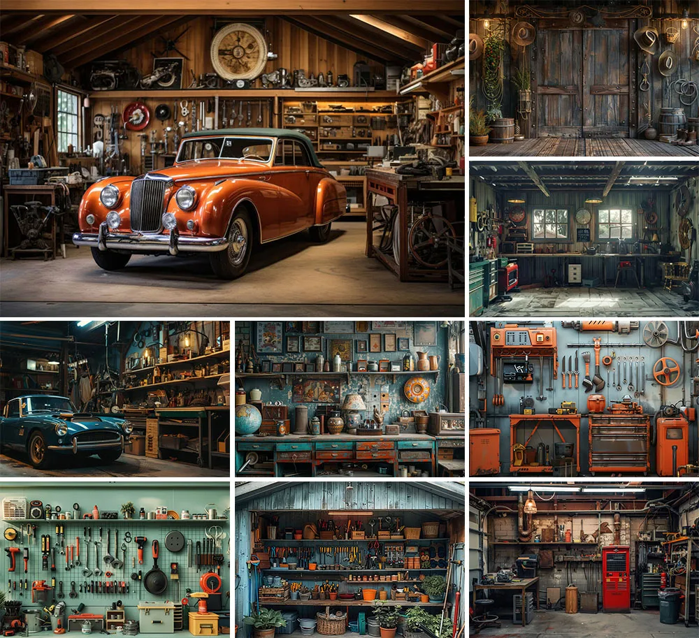 Mehofond Photography Background Vintage Garage Car Repair Tools Workshop Birthday Party Portrait Decor Backdrop Photo Studio