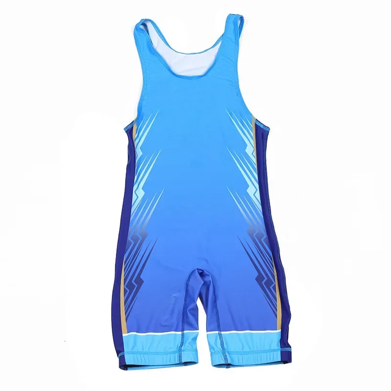 Tight Training Suit Print Wrestling Suit Freestyle Competition Training One-piece Wrestling Suit Children Adult High Stretch men