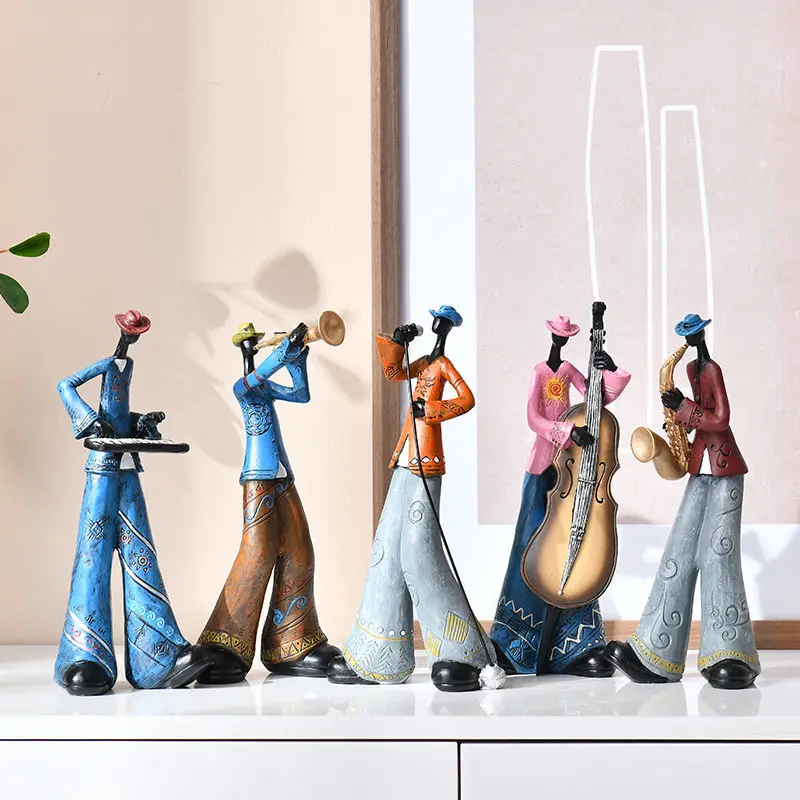 

European Creative Band Ornaments Art Musical Instruments Music Figures Living Room Porch Wine Cabinet TV Cabinet Home Decoration